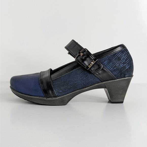 Naot Shoes Dashing Women EU 36 Blue Black Heels Mary Jane Hook and Loop Strap - Picture 1 of 16